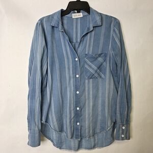 Bella Dahl stripe  denim look Button down long sleeves shirt